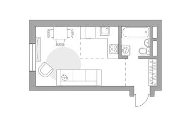 Планировка студии(квартира) площадью 29.09 квадратных метров в ЖК “ЖК Живописный”