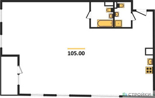 Планировка трехкомнатной(квартира) площадью 105 квадратных метров в “ЖК Клубный дом Точка отсчета”