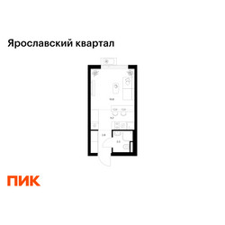 Планировка студии(квартира) площадью 21.1 квадратных метров в ЖК “Ярославский квартал”