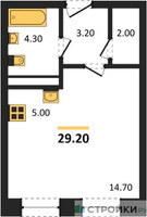 Планировка студии(квартира) площадью 29.3 квадратных метров в “ЖК Пушкино Град”