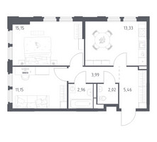 Планировка двухкомнатной(квартира) площадью 54.06 квадратных метров в “ЖК Космический Квартал”