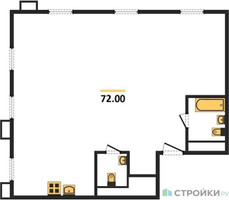 Планировка трехкомнатной(квартира) площадью 72 квадратных метров в “ЖК Движение. Тушино”