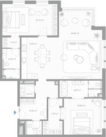 Планировка однокомнатной(квартира) площадью 145.5 квадратных метров в “ЖК Николь”