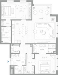 Планировка однокомнатной(квартира) площадью 145.5 квадратных метров в ЖК “ЖК Николь”