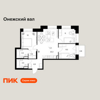 Планировка трехкомнатной(квартира) площадью 65.8 квадратных метров в “ЖК Онежский вал”