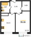 Планировка однокомнатной(квартира) площадью 35.16 квадратных метров в “ЖК Новотомилино”