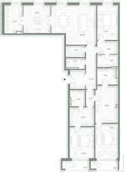 Планировка трехкомнатной(квартира) площадью 214.52 квадратных метров в ЖК “Фамильный дом Люче”