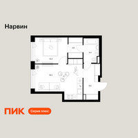 Планировка однокомнатной(квартира) площадью 42.9 квадратных метров в “Нарвин”