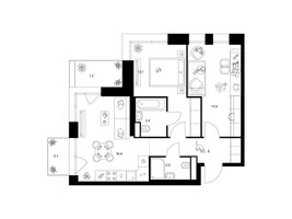 Планировка двухкомнатной(квартира) площадью 56.5 квадратных метров в “ЖК Строгино 360”