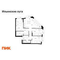 Планировка трехкомнатной(квартира) площадью 72.79 квадратных метров в “ЖК Ильинские луга”