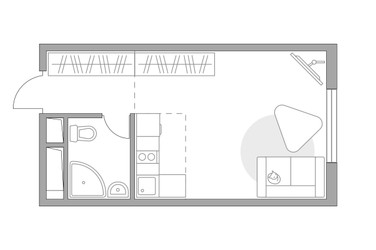 Планировка студии(квартира) площадью 21.05 квадратных метров в ЖК “ЖК Аникеевский”