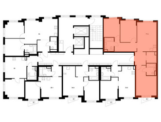 Планировка трехкомнатной(квартира) площадью 77.6 квадратных метров в ЖК “ЖК Онежский вал”