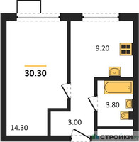 Планировка однокомнатной(квартира) площадью 30.3 квадратных метров в “Лесная Коллекция”