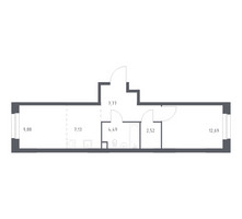Планировка однокомнатной(квартира) площадью 44.48 квадратных метров в “ЖК ЭкоБунино (Южное Бунино)”