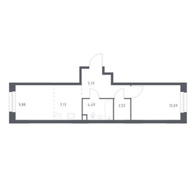 Планировка однокомнатной(квартира) площадью 44.48 квадратных метров в ЖК “ЖК ЭкоБунино (Южное Бунино)”