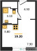 Планировка студии(квартира) площадью 19 квадратных метров в “ЖК Sky Sputnik (Скай Спутник)”