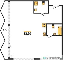 Планировка двухкомнатной(квартира) площадью 82.9 квадратных метров в “ЖК Nametkin Tower (Наметкин Тауэр)”