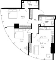Планировка двухкомнатной(квартира) площадью 85.1 квадратных метров в “ЖК ОНЕ”