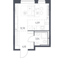 Планировка студии(квартира) площадью 25.93 квадратных метров в “ЖК Богдановский Лес”