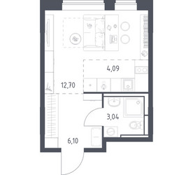 Планировка студии(квартира) площадью 25.93 квадратных метров в ЖК “ЖК Богдановский Лес”