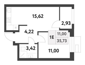Планировка однокомнатной(квартира) площадью 35.79 квадратных метров в “ЖК Smart Garden (Смарт Гарден)”