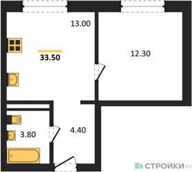 Планировка однокомнатной(квартира) площадью 33.5 квадратных метров в ЖК “ЖК Ольховый Квартал”