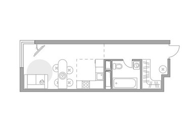Планировка студии(квартира) площадью 26.75 квадратных метров в ЖК “ЖК Аникеевский”