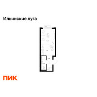 Планировка студии(квартира) площадью 22.36 квадратных метров в “ЖК Ильинские луга”