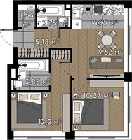 Планировка двухкомнатной(квартира) площадью 50.4 квадратных метров в “ЖК Квартал Серебряный бор”