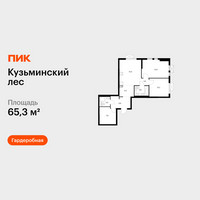 Планировка двухкомнатной(квартира) площадью 65.3 квадратных метров в “ЖК Кузьминский лес”