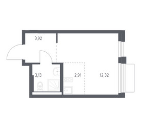 Планировка студии(квартира) площадью 22.1 квадратных метров в ЖК “ЖК Новое Внуково”