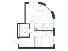 Планировка двухкомнатной(квартира) площадью 48.3 квадратных метров в “ЖК Левел Нижегородская”
