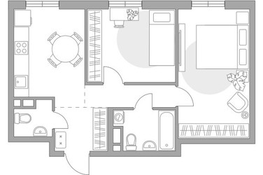 Планировка двухкомнатной(квартира) площадью 52.84 квадратных метров в ЖК “ЖК Нижегородская от Гранель”