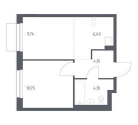 Планировка однокомнатной(квартира) площадью 35.15 квадратных метров в ЖК “ЖК Новое Внуково”