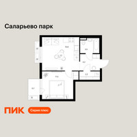 Планировка однокомнатной(квартира) площадью 37.9 квадратных метров в “ЖК Саларьево парк”