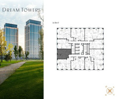 Планировка однокомнатной(квартира) площадью 58.3 квадратных метров в “ЖК Dream Towers (Дрим Тауэрс)”