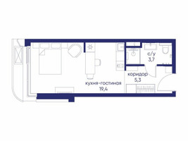 Планировка студии(квартира) площадью 28.42 квадратных метров в “ЖК Остров”