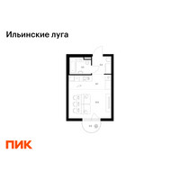 Планировка студии(квартира) площадью 26 квадратных метров в “ЖК Ильинские луга”
