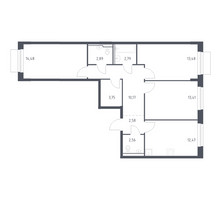 Планировка трехкомнатной(квартира) площадью 78.58 квадратных метров в “ЖК Новое Внуково”
