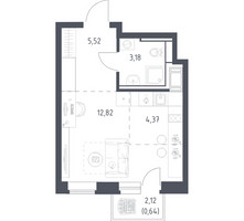 Планировка студии(квартира) площадью 26.53 квадратных метров в “ЖК Большое Путилково”