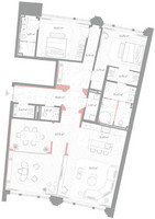 Планировка двухкомнатной(квартира) площадью 163.2 квадратных метров в “ЖК Николь”