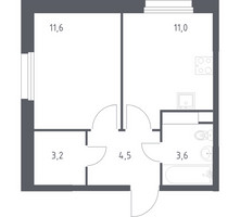 Планировка однокомнатной(квартира) площадью 33.2 квадратных метров в “ЖК ЭкоБунино (Южное Бунино)”