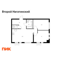 Планировка двухкомнатной(квартира) площадью 58 квадратных метров в ЖК “ЖК Второй Нагатинский”