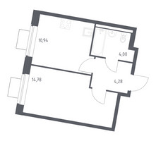 Планировка однокомнатной(квартира) площадью 34 квадратных метров в “ЖК Квартал Западный”