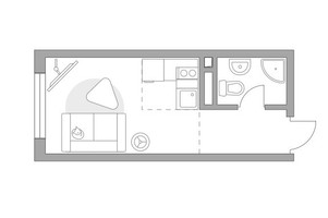 Планировка студии(квартира) площадью 18.76 квадратных метров в “ЖК Гранель Коломенское”