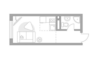 Планировка студии(квартира) площадью 18.76 квадратных метров в ЖК “ЖК Гранель Коломенское”