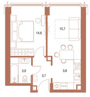 Планировка однокомнатной(квартира) площадью 40.5 квадратных метров в “ЖК Symphony 34 (Симфония 34)”