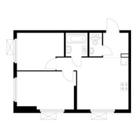 Планировка двухкомнатной(квартира) площадью 47.7 квадратных метров в “ЖК Люблинский парк”