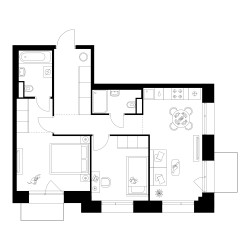 Планировка двухкомнатной(квартира) площадью 59.8 квадратных метров в ЖК “ЖК Онежский вал”