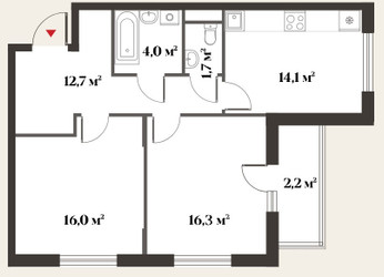 Планировка двухкомнатной(квартира) площадью 67.1 квадратных метров в ЖК “ЖК Миниполис Восемь кленов”